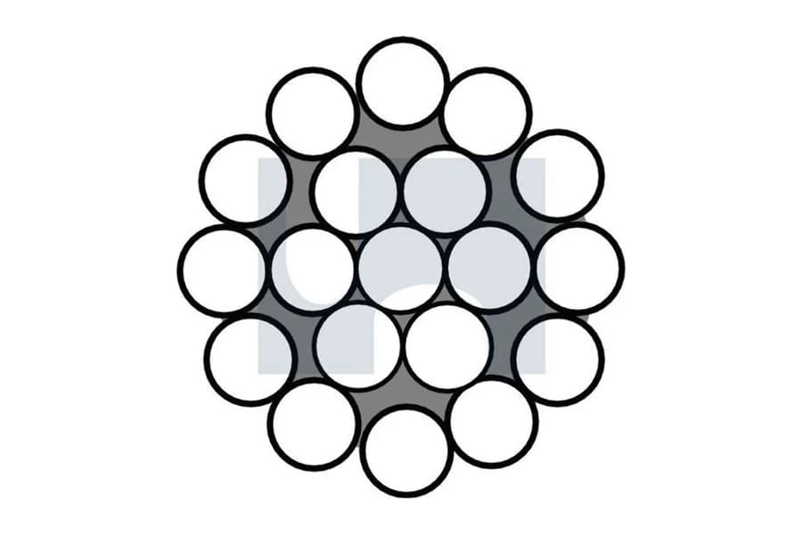 316 stainless steel wire rope, cross-section showing the strands