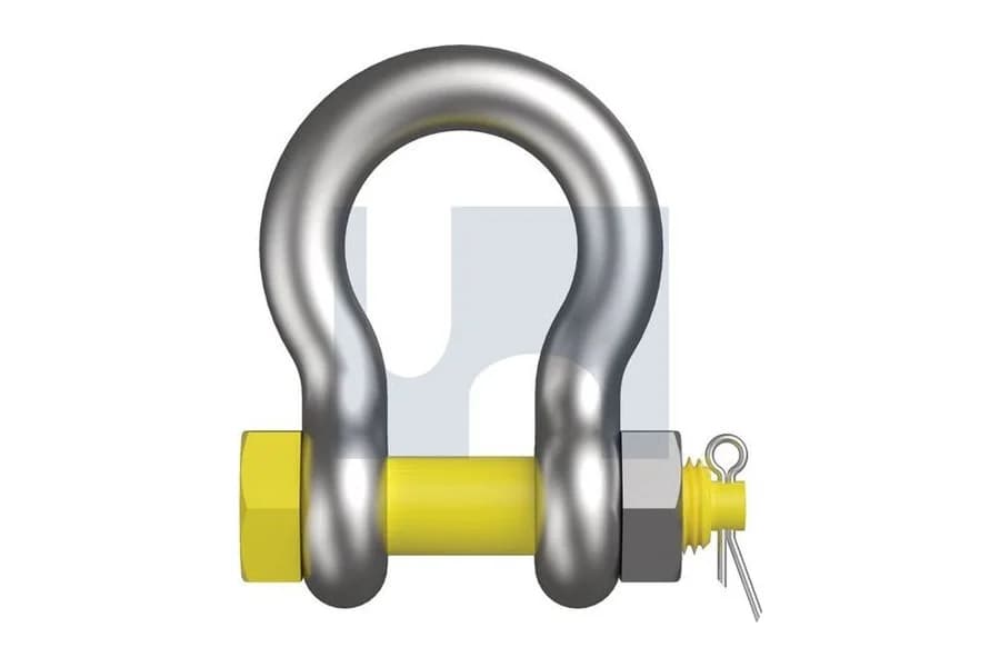 Galvanised lifting bow shackle with safety pin