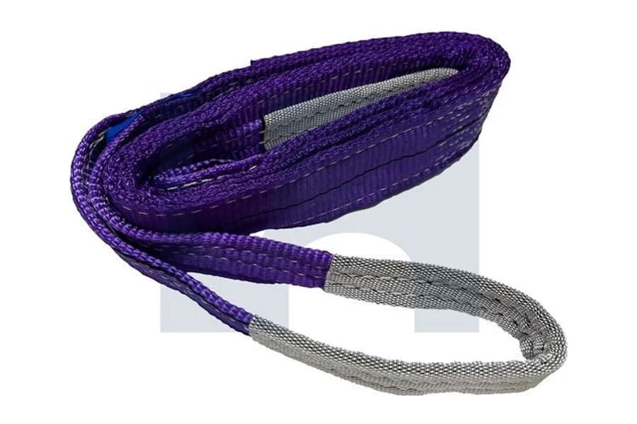 Polyester flat webbing lifting sling with protected eyes
