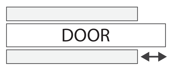 Flush pull plan diagram: door protrudes from the pocket